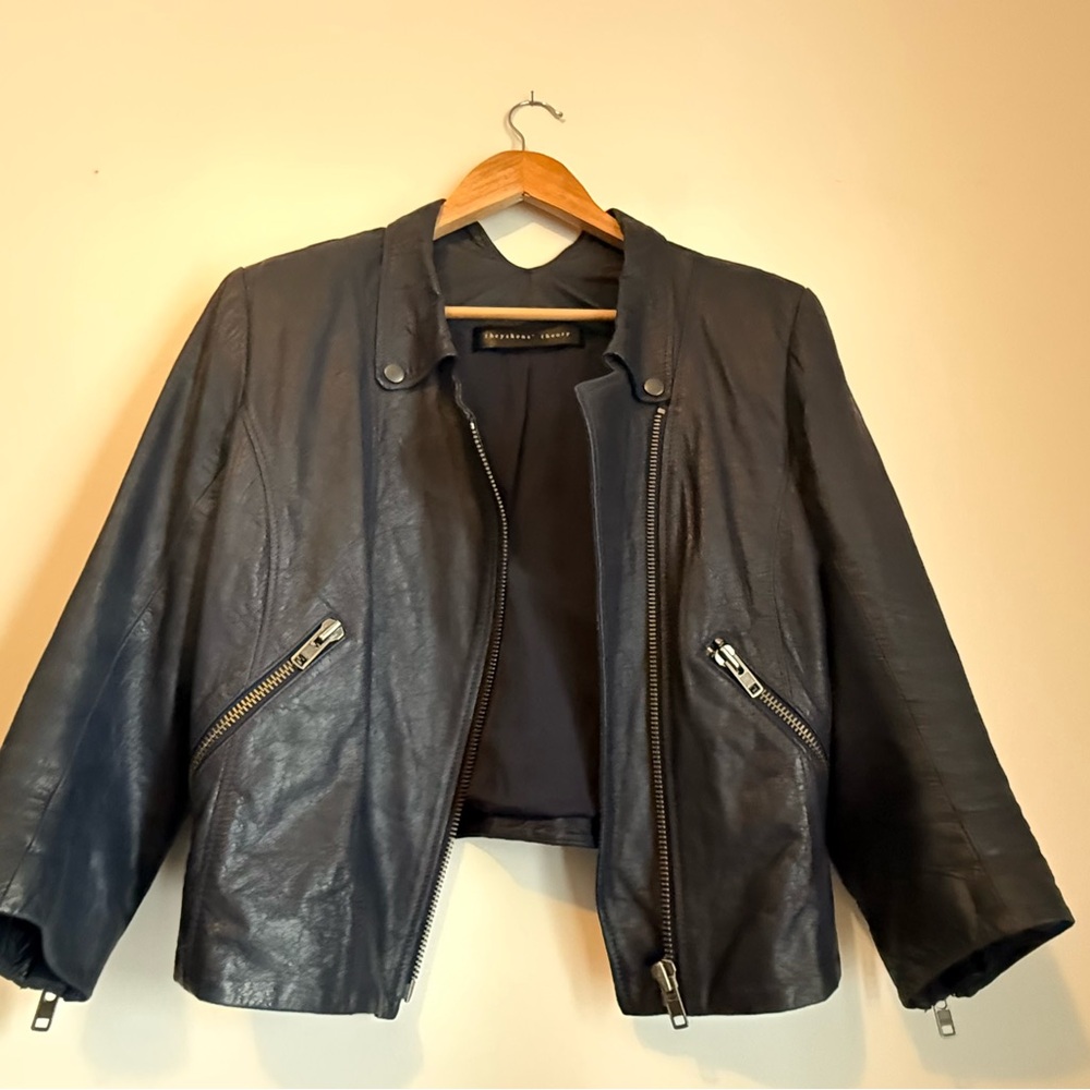Theyskens Theory ‘Jotor’ Deep Blue Leather Jacket